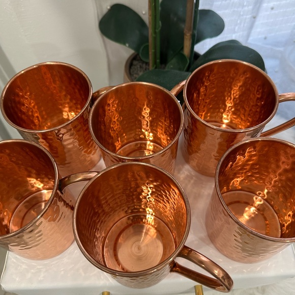 New without box Hammered Copper 100% solid copper Mugs 6 mugs total - Picture 6 of 13